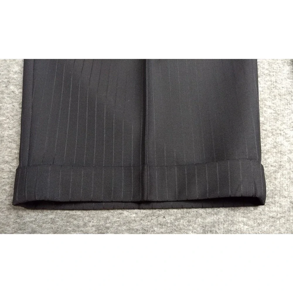 Ermenegildo Zegna Su Misura Suit 52R Black Tonal Stripe Wool Cashmere 41x30 Pnts